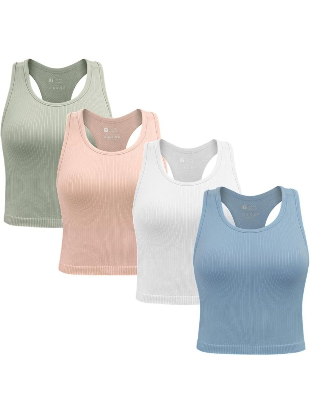 Seamless Racerback Crop Tank Top with Built-In Bra for Women - Activewear